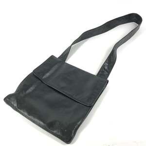 CHANEL Black Leather Logo Shoulder Bag